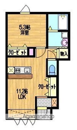 ベルフラット大町[1LDK/36.37m2]の間取図