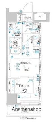 東京都葛飾区白鳥１丁目[1DK/25.68m2]の間取図