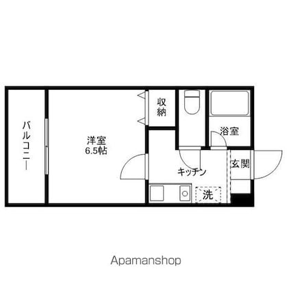 パーシブルⅡ番館[1K/23.44m2]の間取図