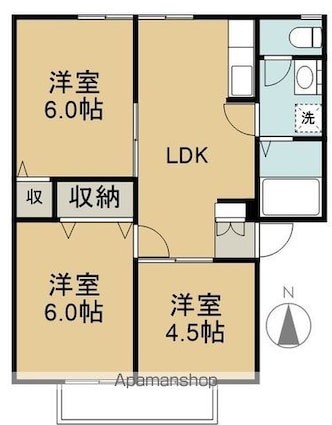 村山ハイツ[3LDK/55.57m2]の間取図