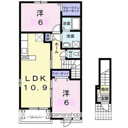 香川県東かがわ市湊[2LDK/57.21m2]の間取図