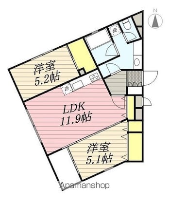 ａＬＡＴＯ祐天寺[2LDK/56.11m2]の間取図