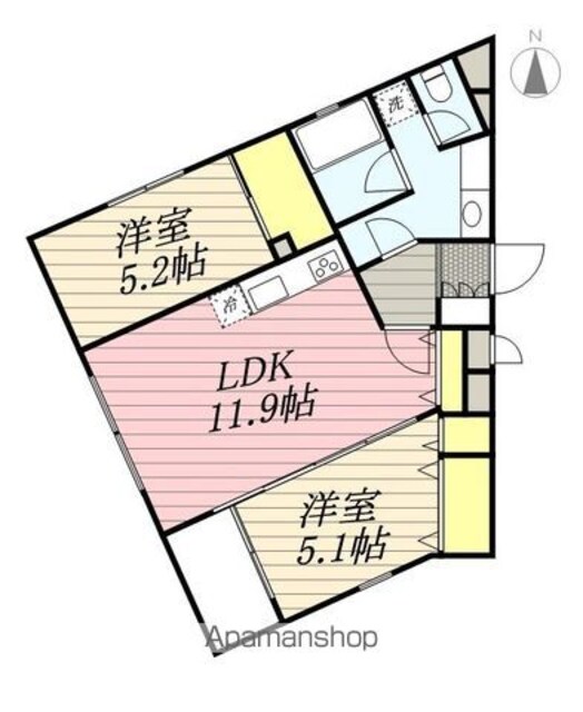 ａＬＡＴＯ祐天寺[2LDK/56.11m2]の間取図