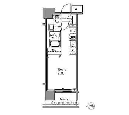 パークアクシス亀戸中央公園[1R/24.97m2]の間取図