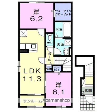 ルナクレシェンテ　Ⅱ[2LDK/62.09m2]の間取図