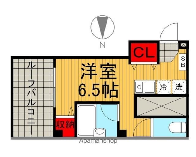 ラ・ヴェルデ上馬[1R/19.28m2]の間取図