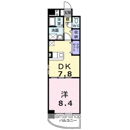 ドミール蔵王[1DK/40.6m2]の間取図