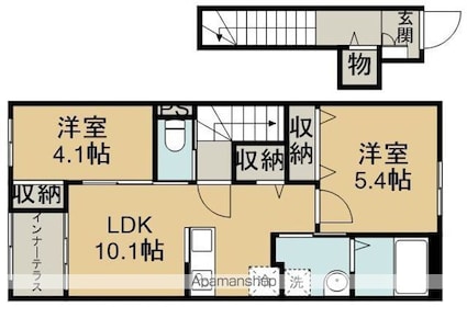 コーポ椛（モミジ）[2LDK/54.55m2]の間取図