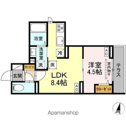 セレスティア若宮[1LDK/31.82m2]の間取図