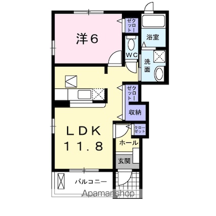 サザン・ヒル[1LDK/42.8m2]の間取図