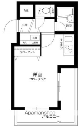 東京都新宿区市谷台町[1K/22.16m2]の間取図