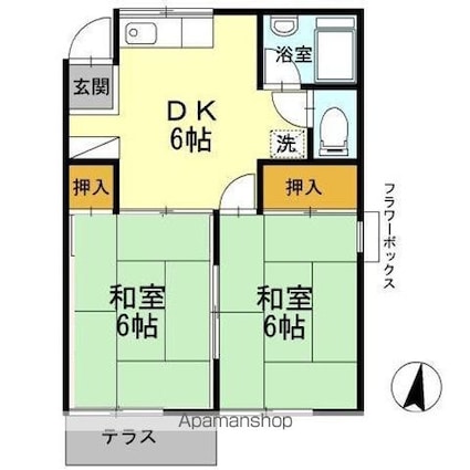キャピタル高松台[2DK/38.8m2]の間取図