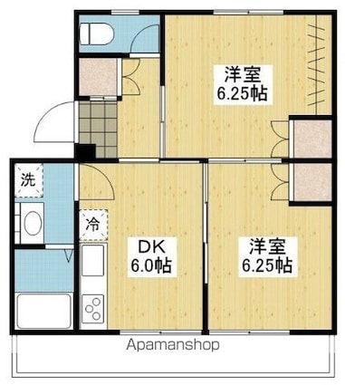 アルト堀江　２号棟[2DK/38.16m2]の間取図
