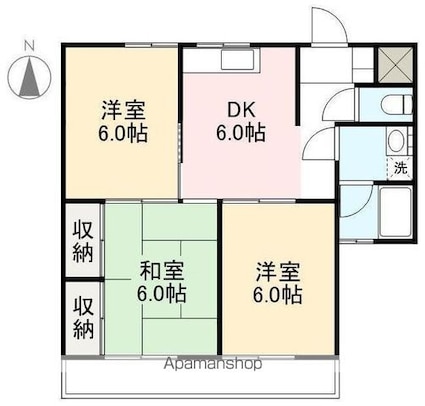 ユメア上之町[3DK/52.84m2]の間取図