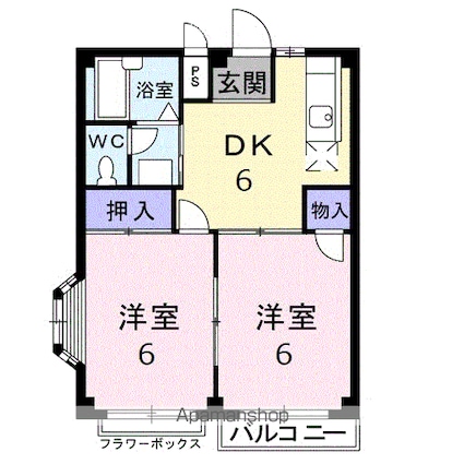 エルディム金山[2DK/39.73m2]の間取図