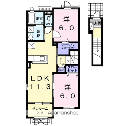 フェリス　カーサ　Ｂ[2LDK/62.44m2]の間取図