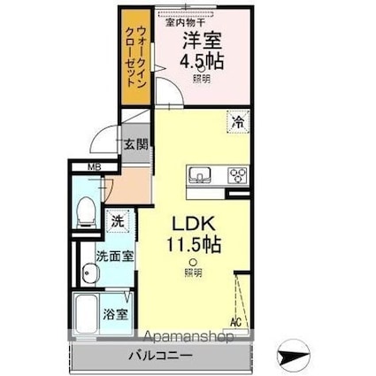 メゾン　モナミ[1LDK/40.19m2]の間取図