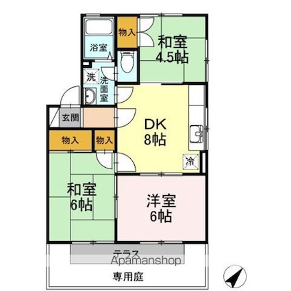 ドエルＭ[3DK/53.72m2]の間取図