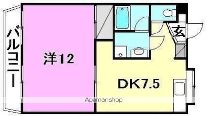 ＫＢコート本町２[1DK/44m2]の間取図