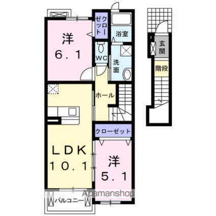 ラフレシールＫＭ[2LDK/54.67m2]の間取図
