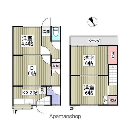 スカイハイツＡ　大泉町[3DK/57.16m2]の間取図