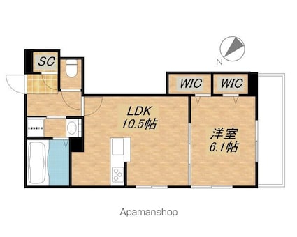 ラヴィベル本堅田[1LDK/42.82m2]の間取図