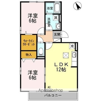グレイス　スクエア新涯　５　Ｂ棟[2LDK/56.3m2]の間取図