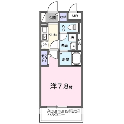 ブルーラグーン[1K/25.91m2]の間取図