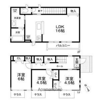 尾山台１丁目戸建てＡ棟[3LDK/81.14m2]の間取図