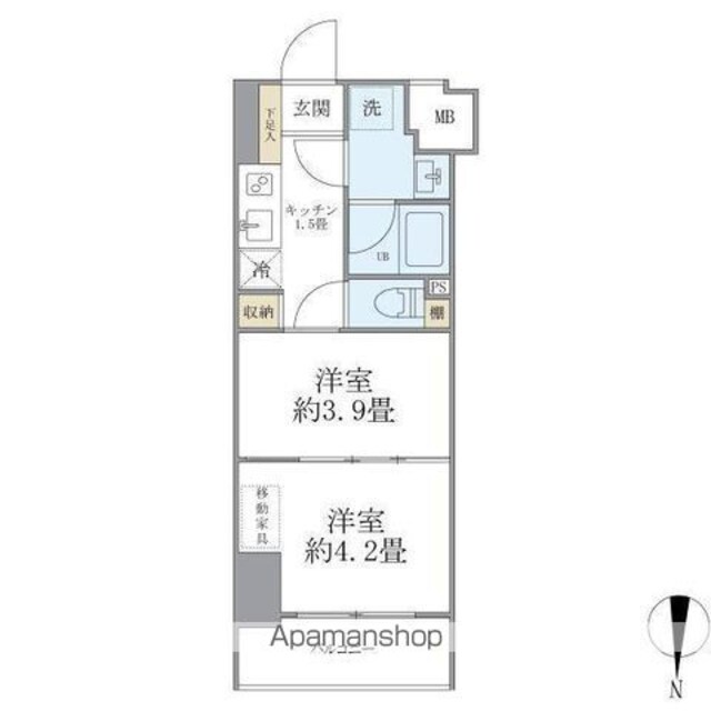 フェリーチェ錦糸町[2K/25.6m2]の間取図