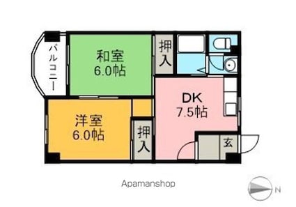 岡林マンション[2DK/46m2]の間取図