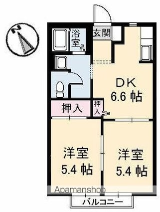 フレグランス佐野[2DK/40.3m2]の間取図