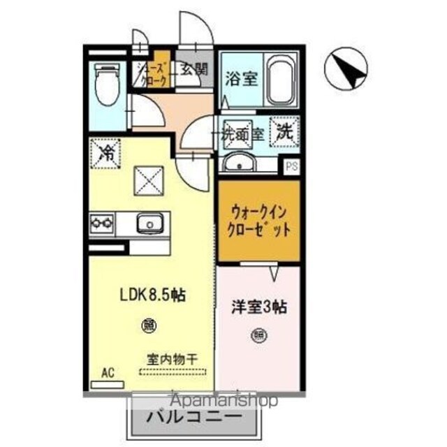 フィオーレ野崎ＩＩＩ[1LDK/33.61m2]の間取図