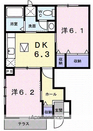 メゾン・ラフィネＡ[2DK/46.92m2]の間取図
