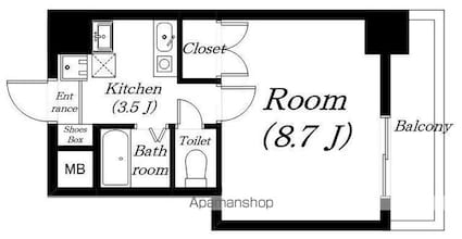 ミラージュ大津京[1K/25m2]の間取図