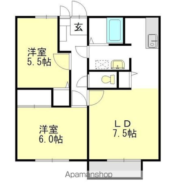 メルベイユ２４[2LDK/54.16m2]の間取図
