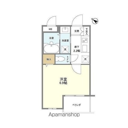 ＤｅＬＣＣＳ田園調布[1K/22.27m2]の間取図