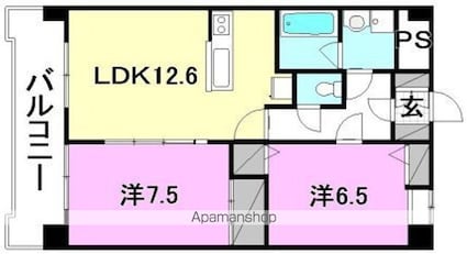 プレジール来住[2LDK/65m2]の間取図