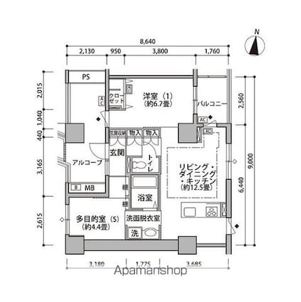 東雲キャナルコートＣＯＤＡＮ１９号棟[1SLDK/59.88m2]の間取図