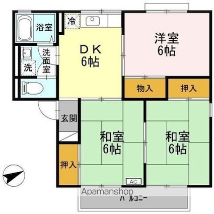 和歌山県和歌山市田尻[3DK/53.72m2]の間取図