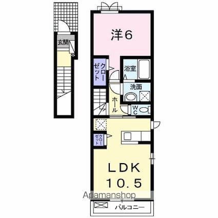 シャンドラ[1LDK/45.07m2]の間取図