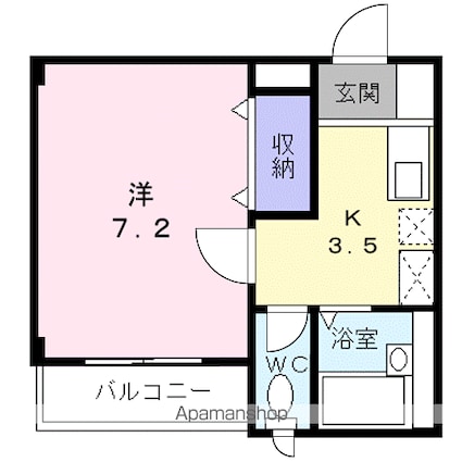 ワイズアクアーリオ[1K/24.5m2]の間取図