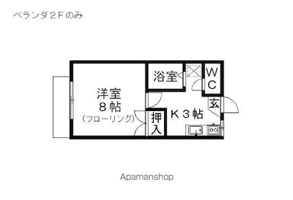 サンコーポおくの[1K/24.92m2]の間取図