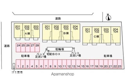 ベルエア上天神Ｃ[1LDK/50.05m2]の配置図