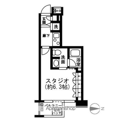 レジディア新宿イーストⅡ[1K/20.79m2]の間取図