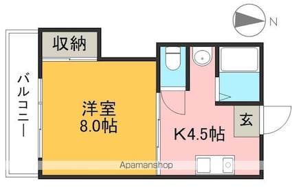 サンコーポⅠ（旭）[1K/27.95m2]の間取図