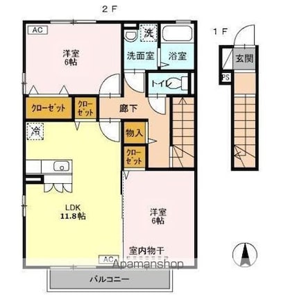 ハイブリッジ　Ⅱ[2LDK/63.2m2]の間取図