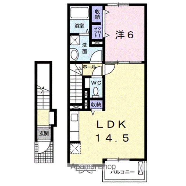和歌山県和歌山市松江中３丁目[1LDK/52.04m2]の間取図