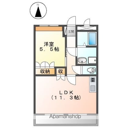 フォルティア[1LDK/41.04m2]の間取図