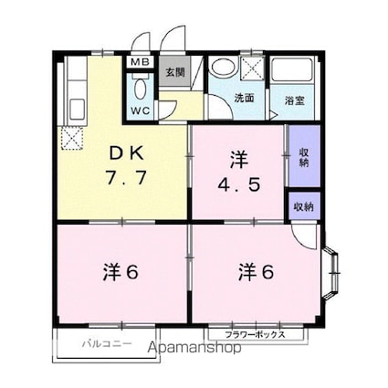 エルディムかきはら[3DK/52.99m2]の間取図